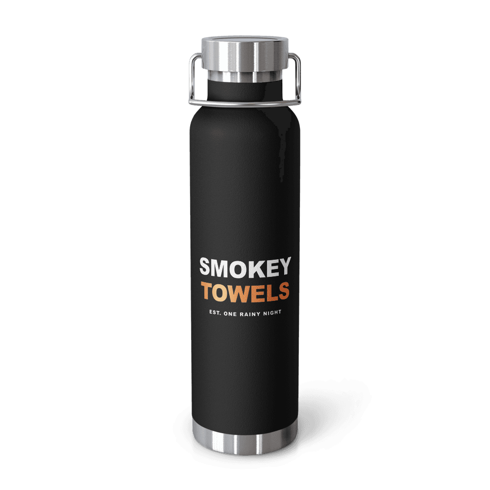 Smokey Towels Insulated Bottle — 22oz in Black — flat / front
