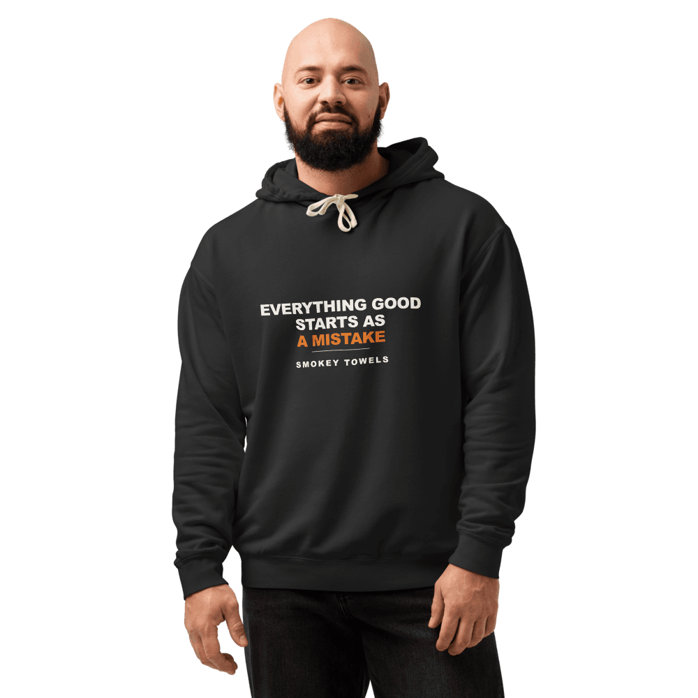 Everything Good Starts As A Mistake — Fleece Hoodie in Black — men's / front